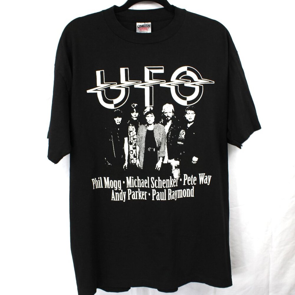 VTG UFO Band 'Return Tour' Single Stitch Sleeve & Hem Black T-shirt Size XL USA